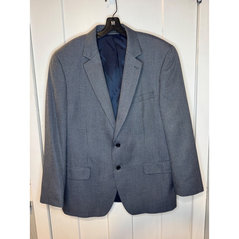 Michael Kors Blue Grey Micro Houndstooth Two Button Blazer Sport Coat Jacket 42R